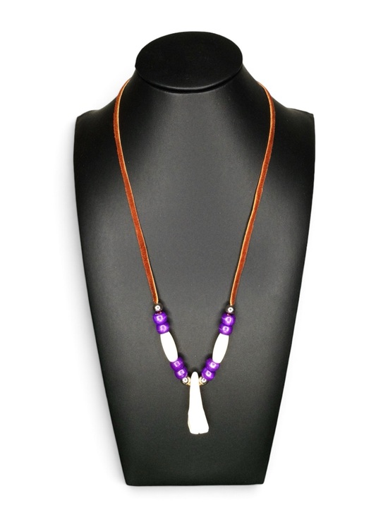 Source Unknown Jewelry - Vintage White Buffalo Tooth Pendant on Suede Cord Necklace